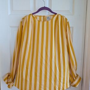 Worthington Yellow and Cream Striped Top